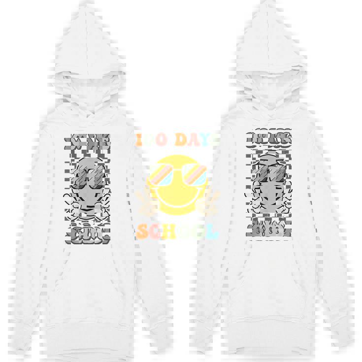 100 Days Of School 100Th Day Of School Smile Face Checkered Unisex Hoodie