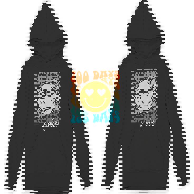 100 Days Of School 100Th Day Of School Vintage Smile Face Unisex Hoodie