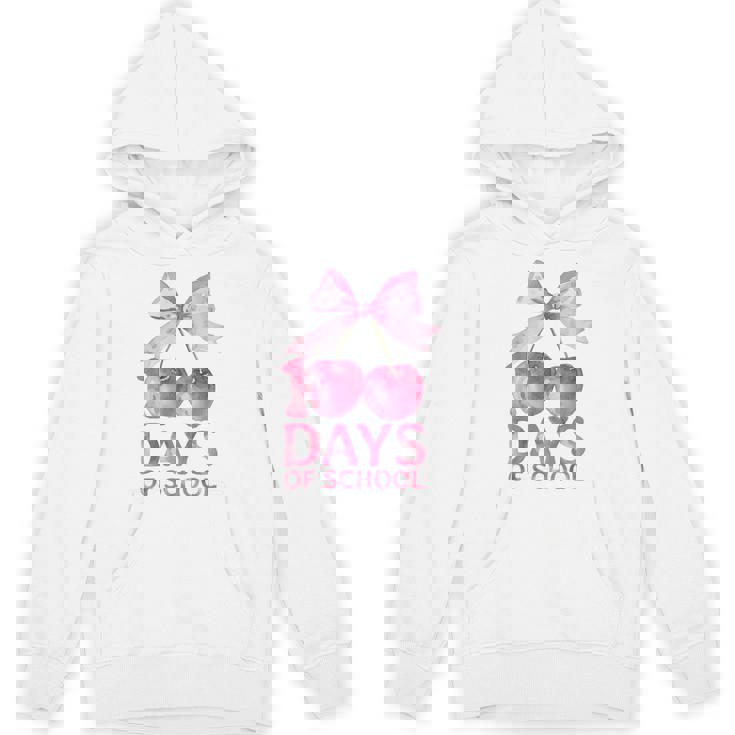 100 Days Of School Coquette Cute Cherry Bow 100Th Day School Unisex Hoodie