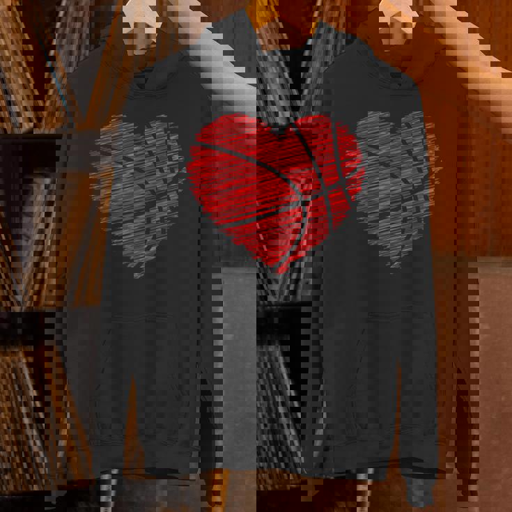 Basketball Heart Love Valentines Day Player Coach Unisex Hoodie