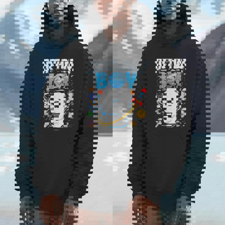 Boys 9Th Birthday Astronaut Space Planets Nine Years Old Unisex Hoodie