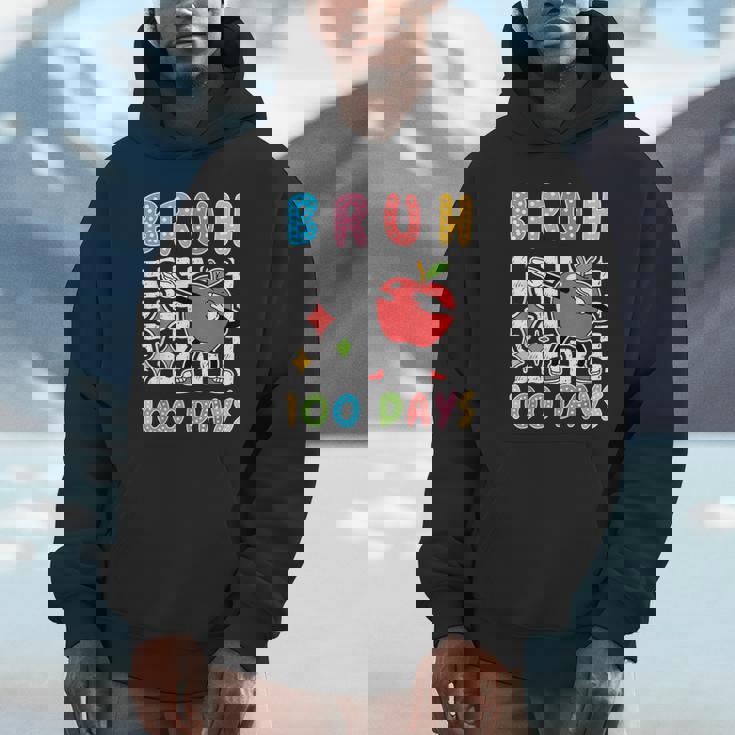 Bruh 100Th Day Of School Apple Dab 100 Days Of School Unisex Hoodie