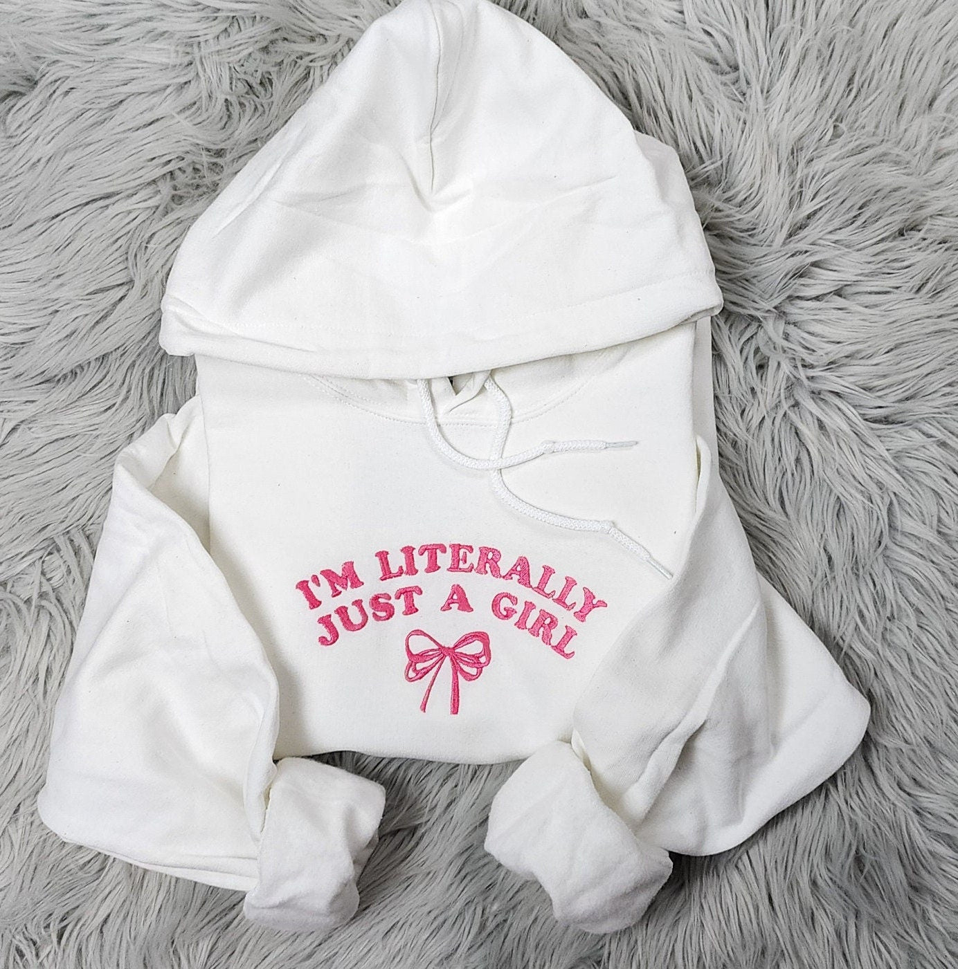 I'm Just a Girl Embroidered Crewneck - I'm Literally Just a Girl - Bow Crewneck - T-Shirt - Sweatshirt - Hoodie