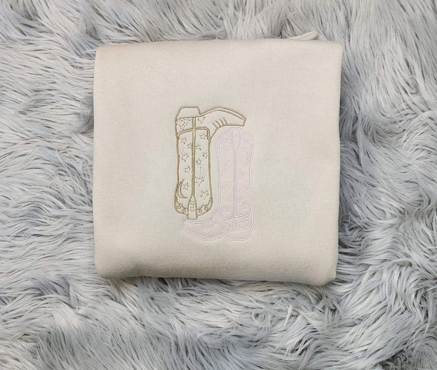 Cowgirl Boots Embroidered Crewneck Shirt - Western Style Shirt - Gift for her