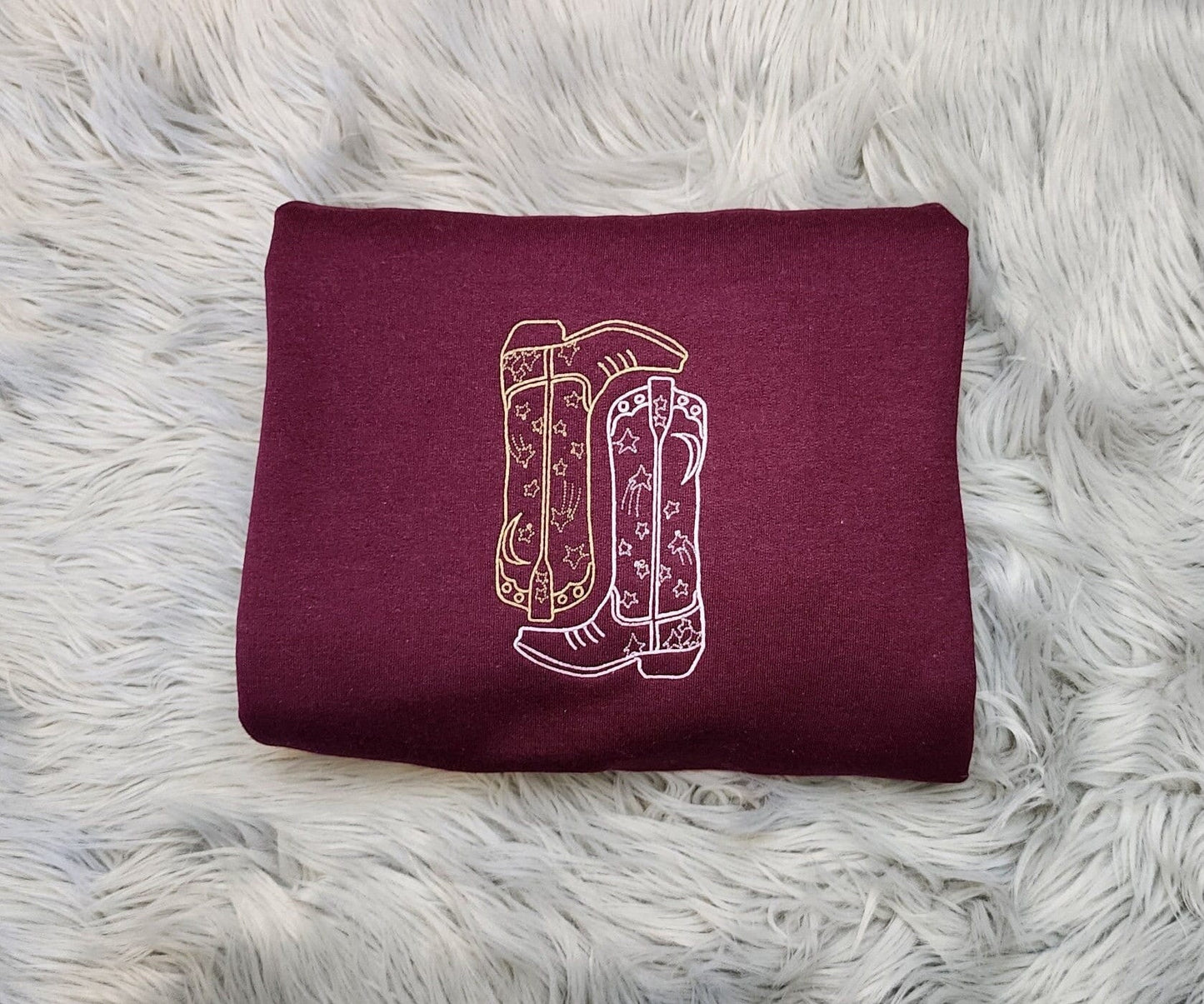 Cowgirl Boots Embroidered Crewneck Shirt - Western Style Shirt - Gift for her