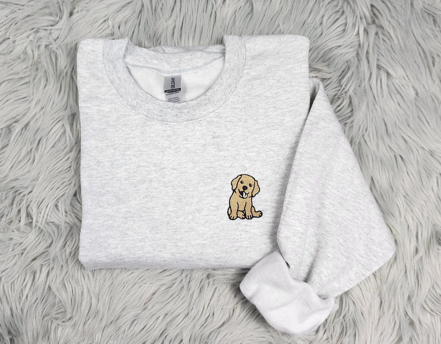 Golden Retriever Embroidered Crewneck - Golden Lab Crew - Golden Retriever Pocket logo - T- Shirt - Sweatshirt or Hooded Sweatshirt