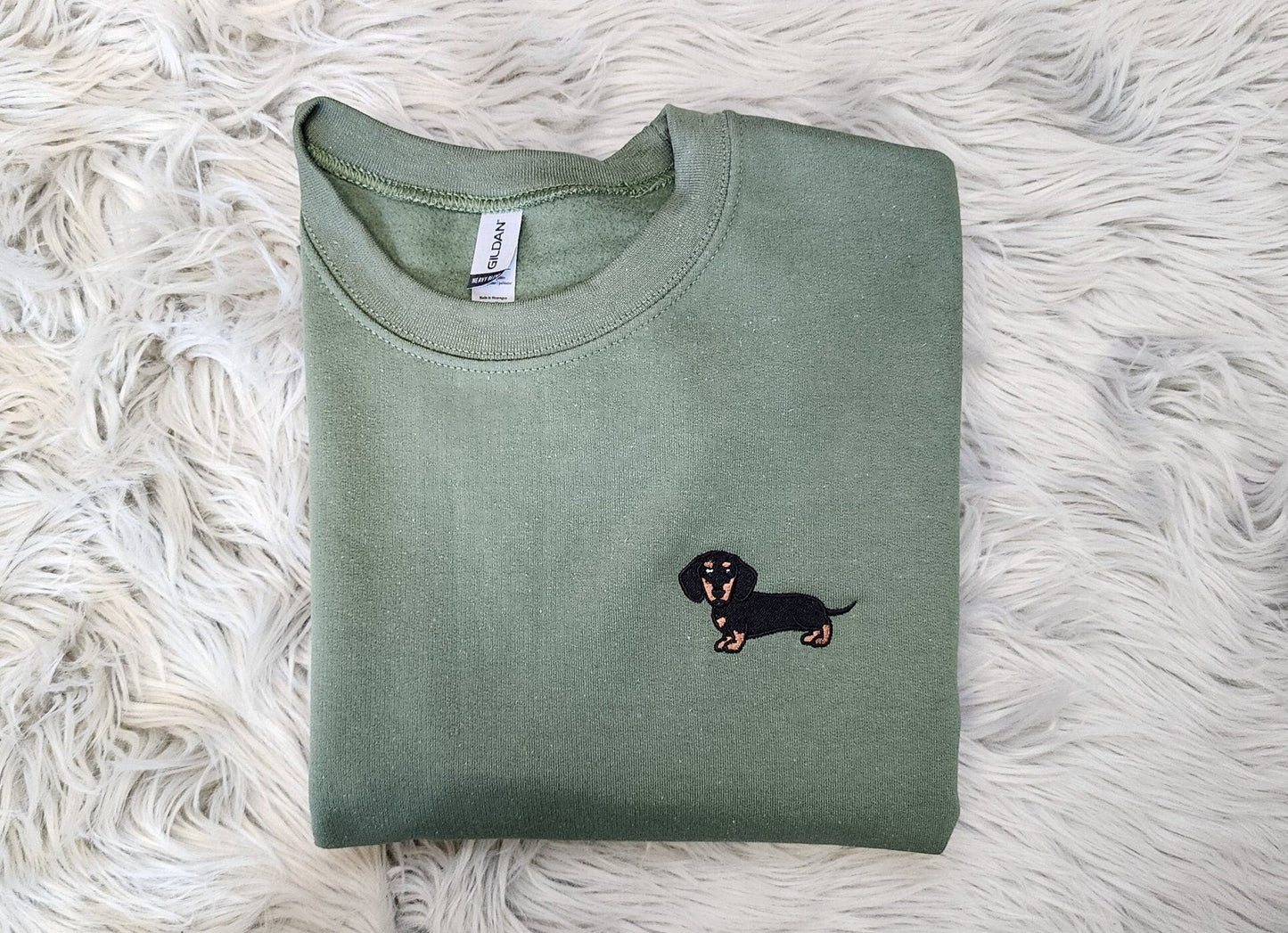 Embroidered Dachshund Crewneck - Dachshund Embroidery Unisex T-Shirt - Sweatshirt or Hooded Sweatshirt