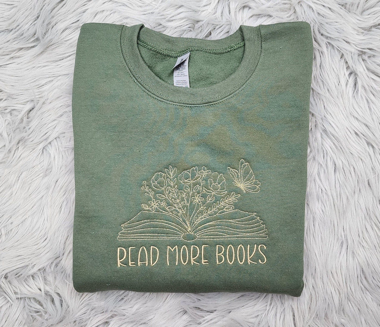 Read More Books Embroidered Crewneck - Floral Book - Book Lover Crewneck - Bookish Crewneck - T-Shirt - Sweatshirt - Hoodie