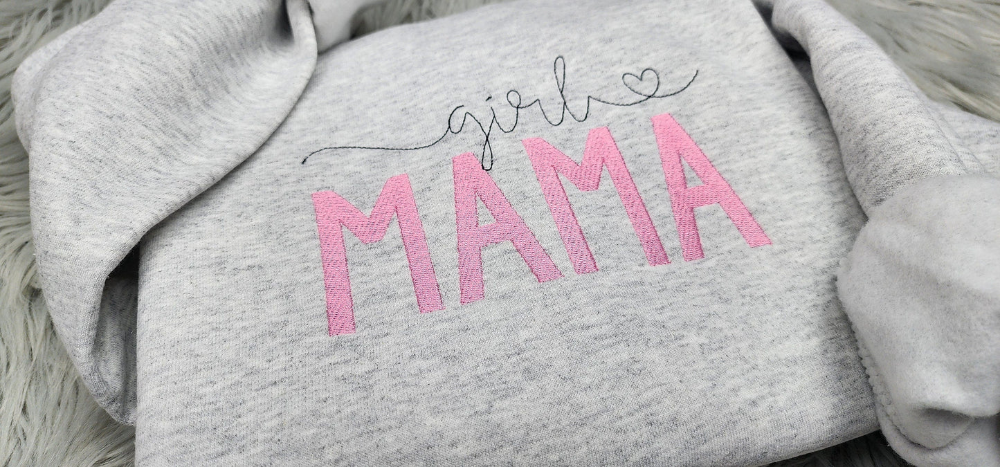 Girl Mama Delicate Embroidered Crewneck - Girl Mom Gift - New Mom Gift - Gender Reveal
