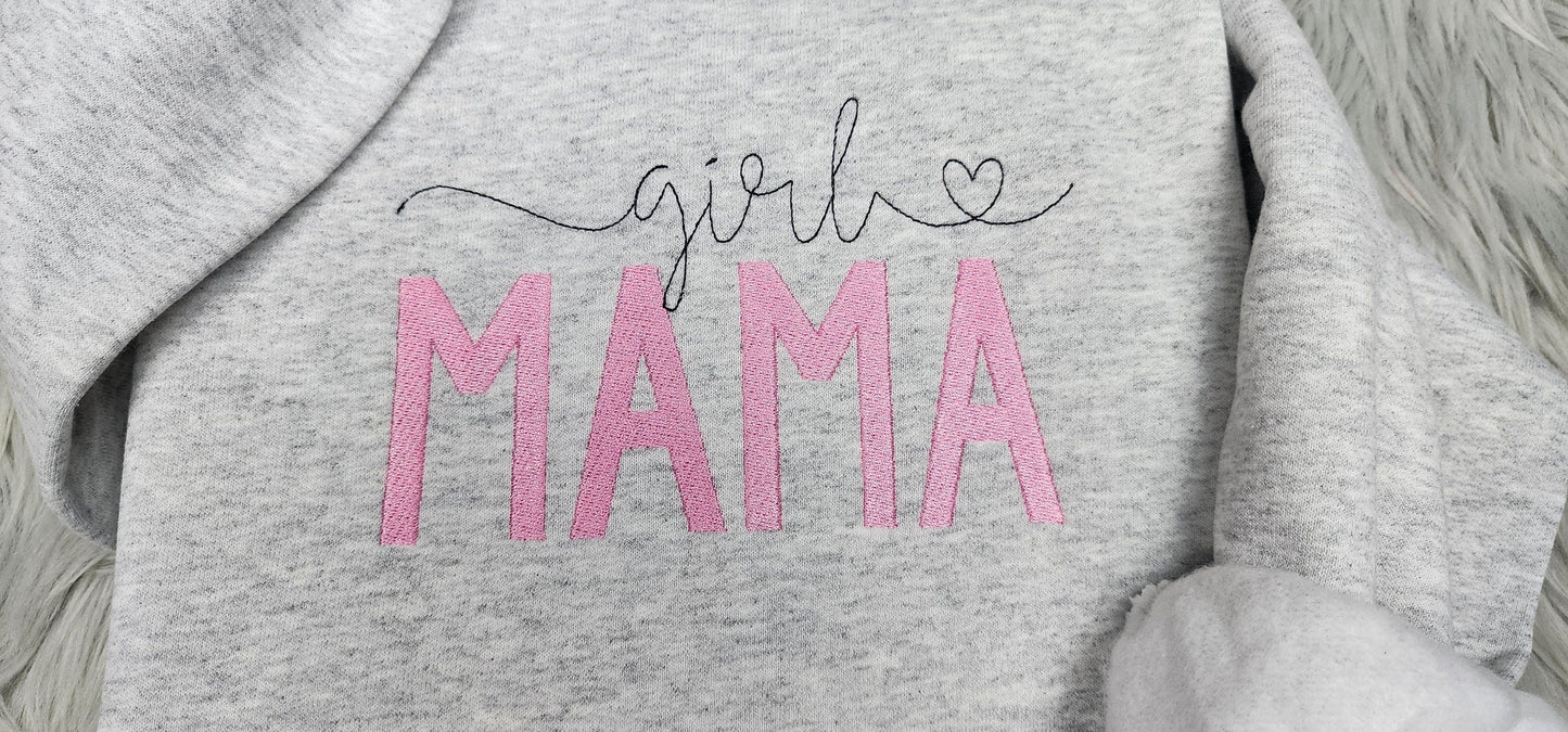 Girl Mama Delicate Embroidered Crewneck - Girl Mom Gift - New Mom Gift - Gender Reveal