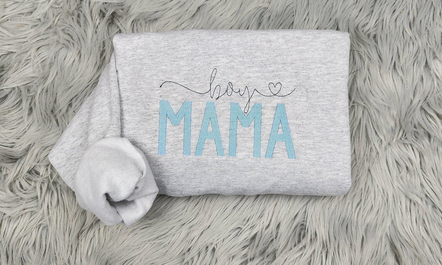 Boy Mama Delicate Embroidered Crewneck - Boy Mom Gift - Pregnancy Announcement Shirt - Mother's Day Gift