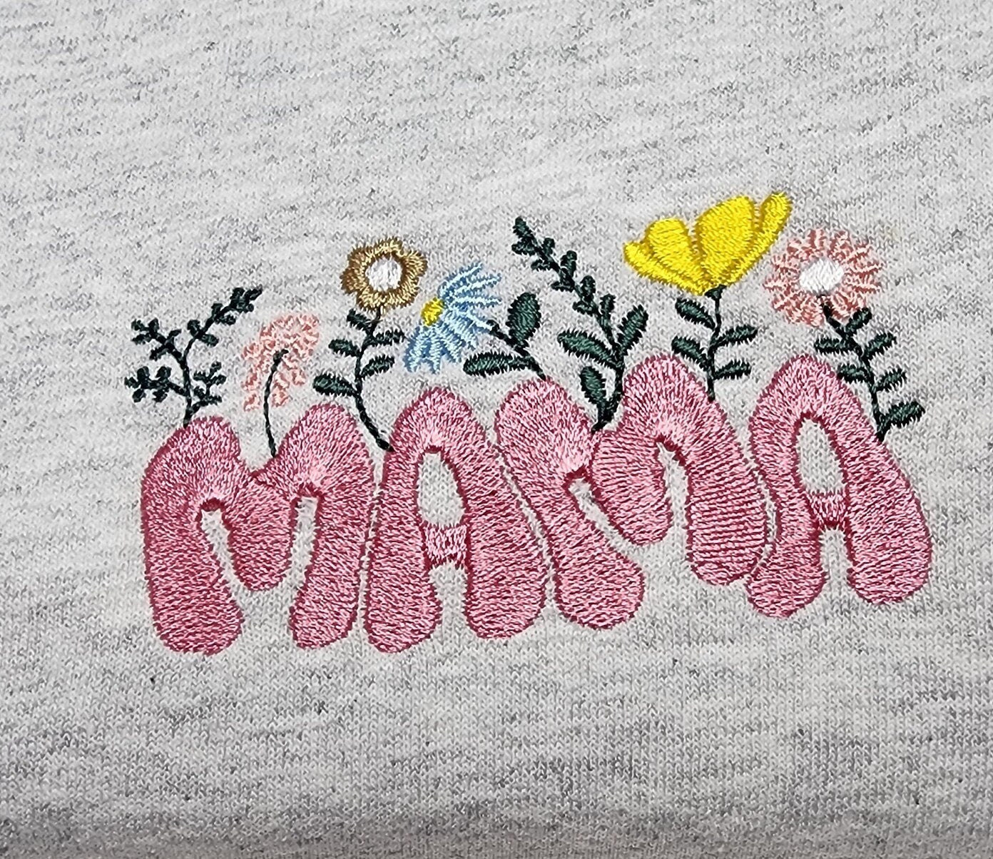 Embroidered Mama Sweatshirt, Pocket Design Flower Embroidered Sweatshirt, Mother Gift