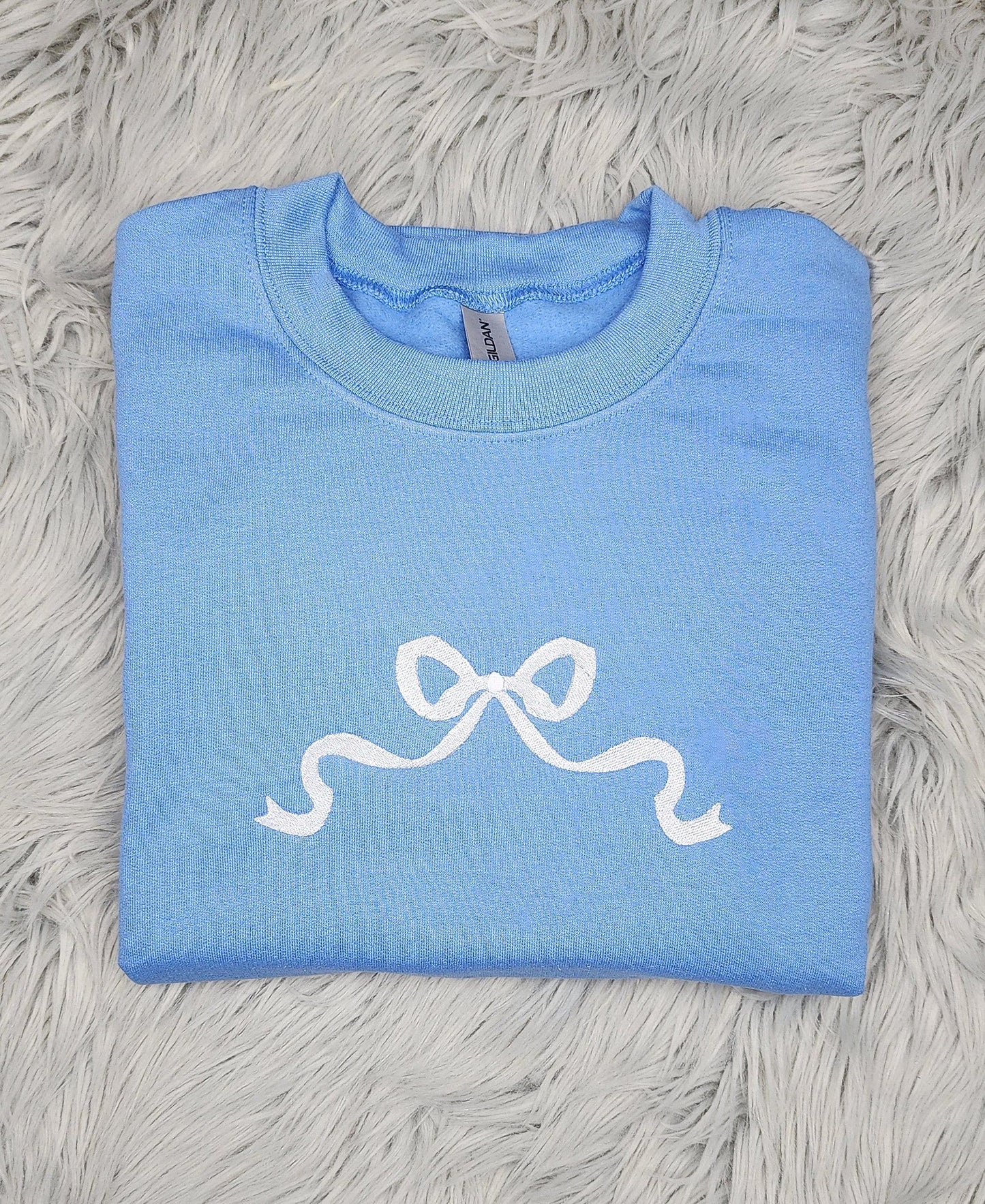 Embroidered Bow Ribbon - Delicate Bow Embroidery - Cute Bow Unisex Crewneck - Crewneck Sweatshirt or Hoodie - Gift for Her