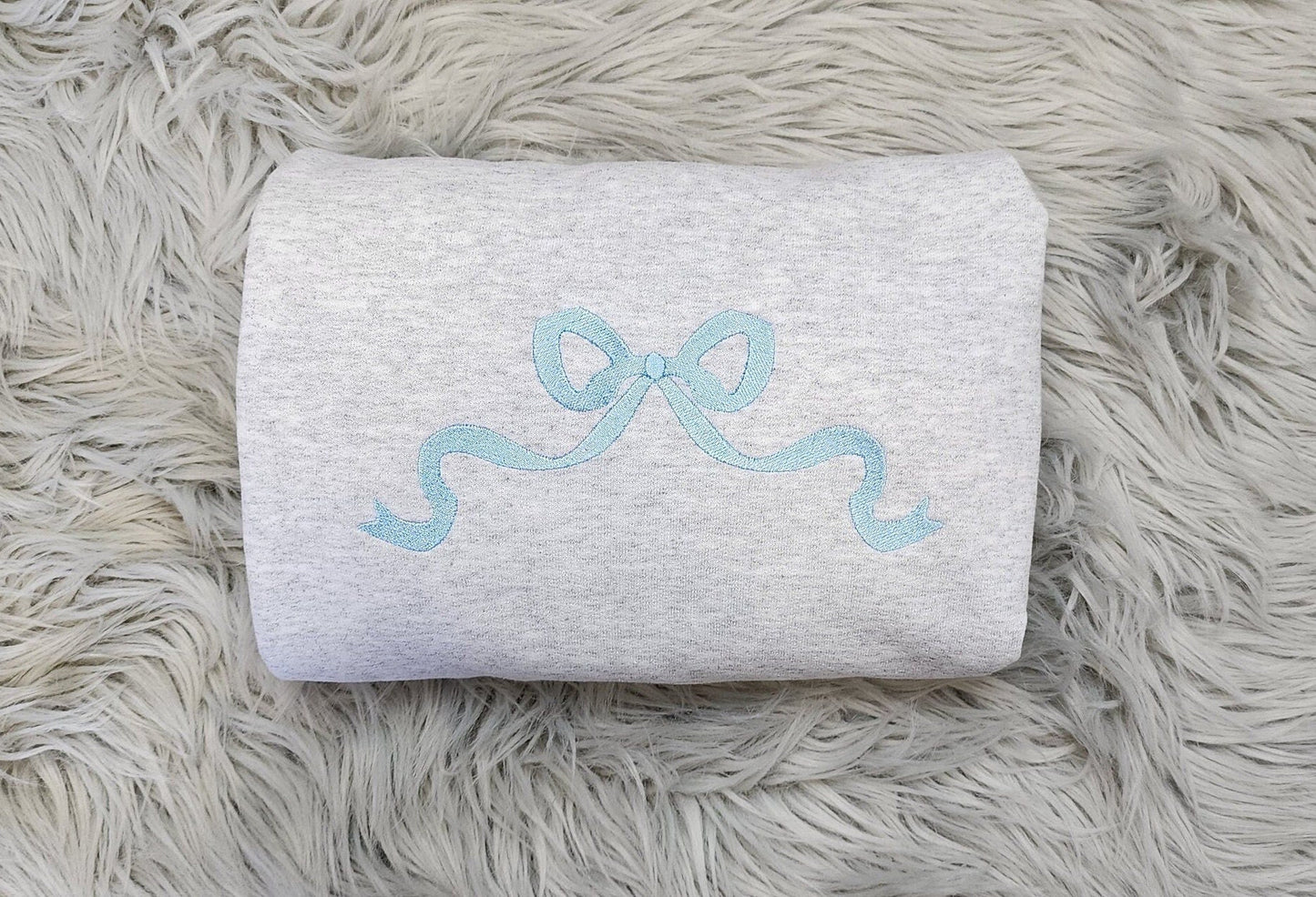 Embroidered Bow Ribbon - Delicate Bow Embroidery - Cute Bow Unisex Crewneck - Crewneck Sweatshirt or Hoodie - Gift for Her