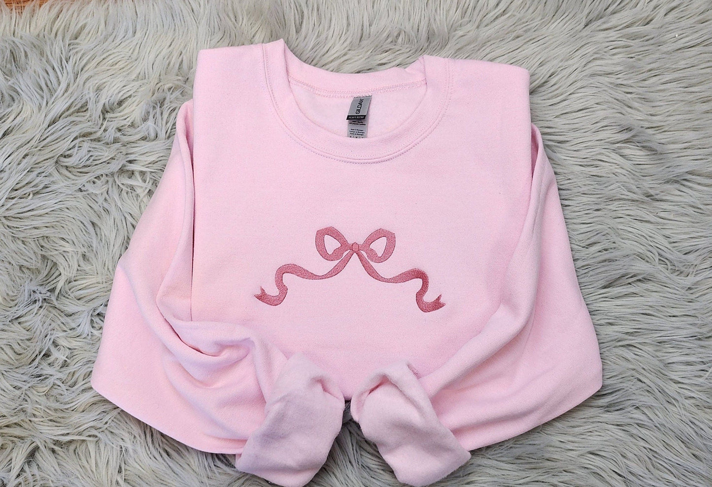 Embroidered Bow Ribbon - Delicate Bow Embroidery - Cute Bow Unisex Crewneck - Crewneck Sweatshirt or Hoodie - Gift for Her