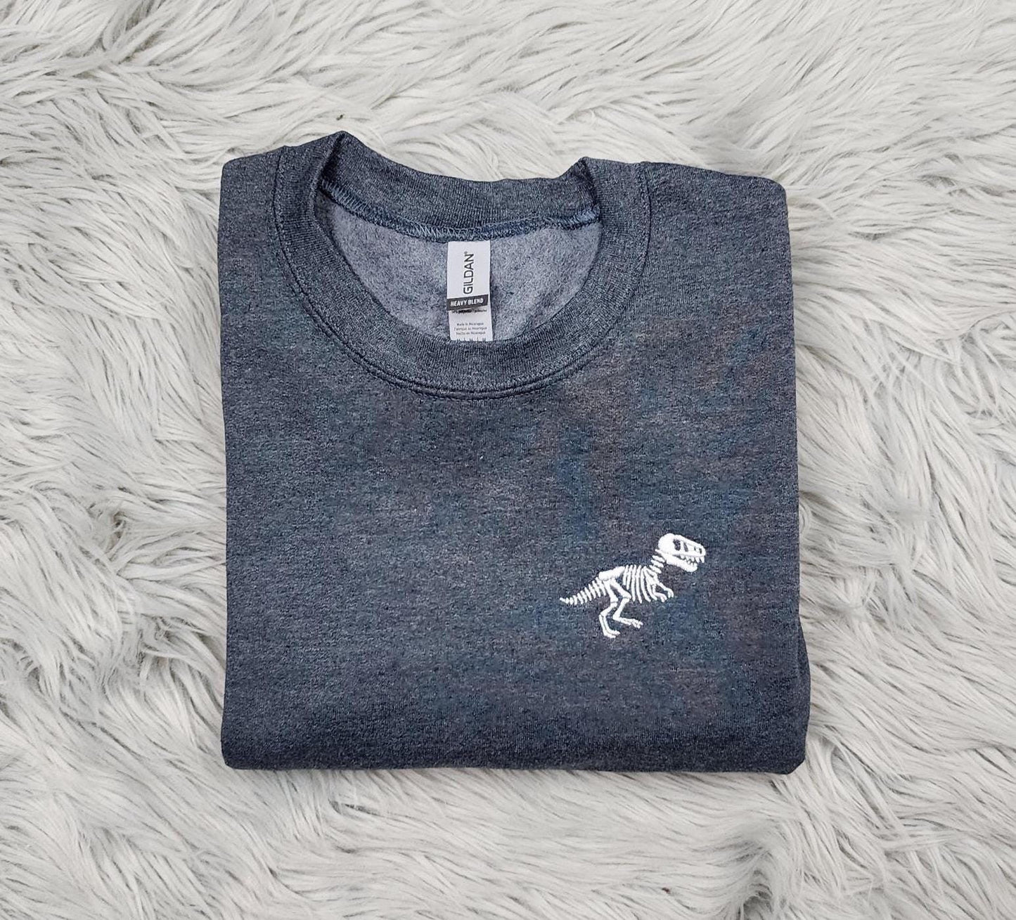 T-Rex Embroidered Crewneck - T-Rex Skeleton - Dinosaur Fossils Pocket Logo - T-Shirt - Sweatshirt - Hoodie