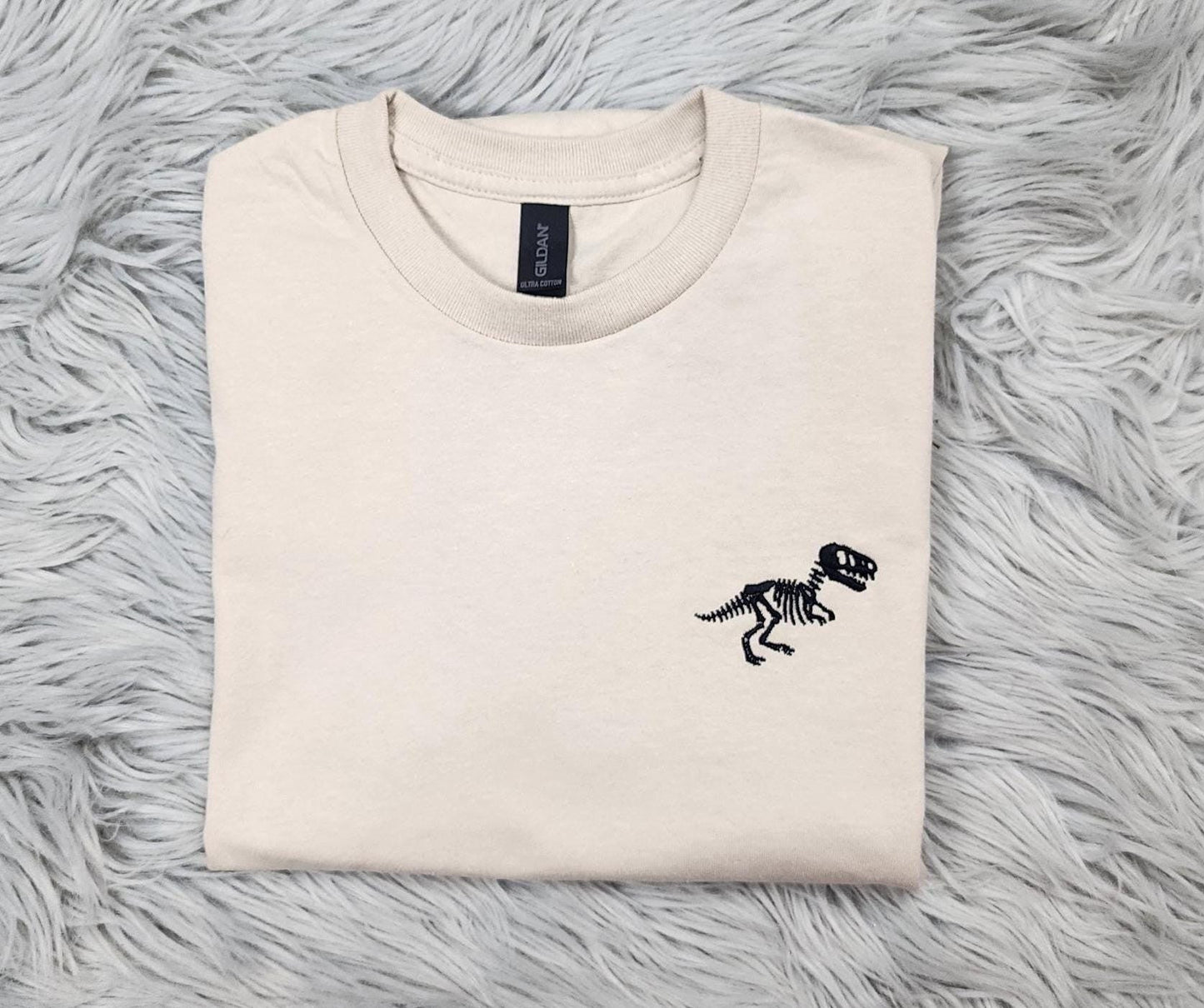 T-Rex Embroidered Crewneck - T-Rex Skeleton - Dinosaur Fossils Pocket Logo - T-Shirt - Sweatshirt - Hoodie