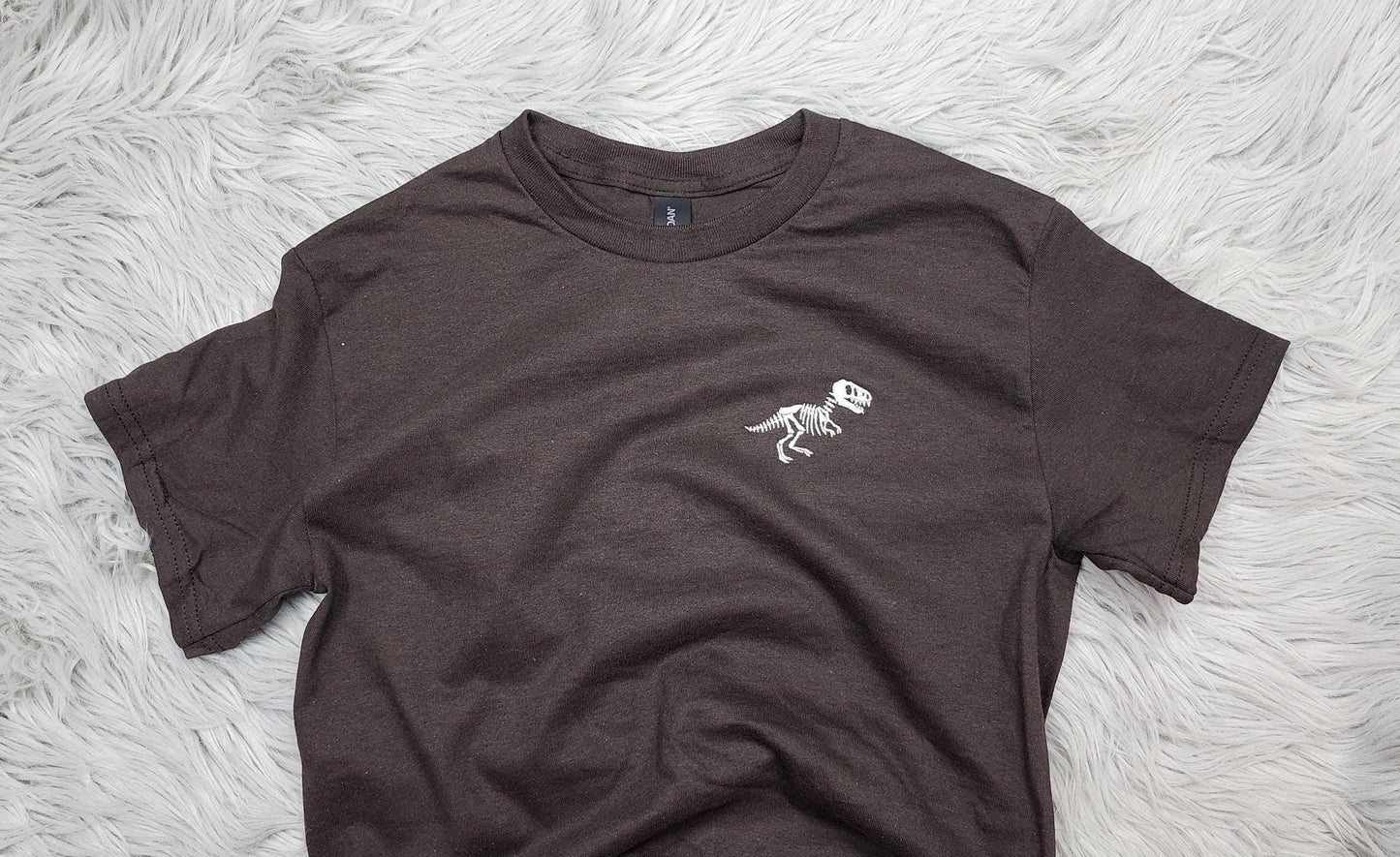 T-Rex Embroidered Crewneck - T-Rex Skeleton - Dinosaur Fossils Pocket Logo - T-Shirt - Sweatshirt - Hoodie