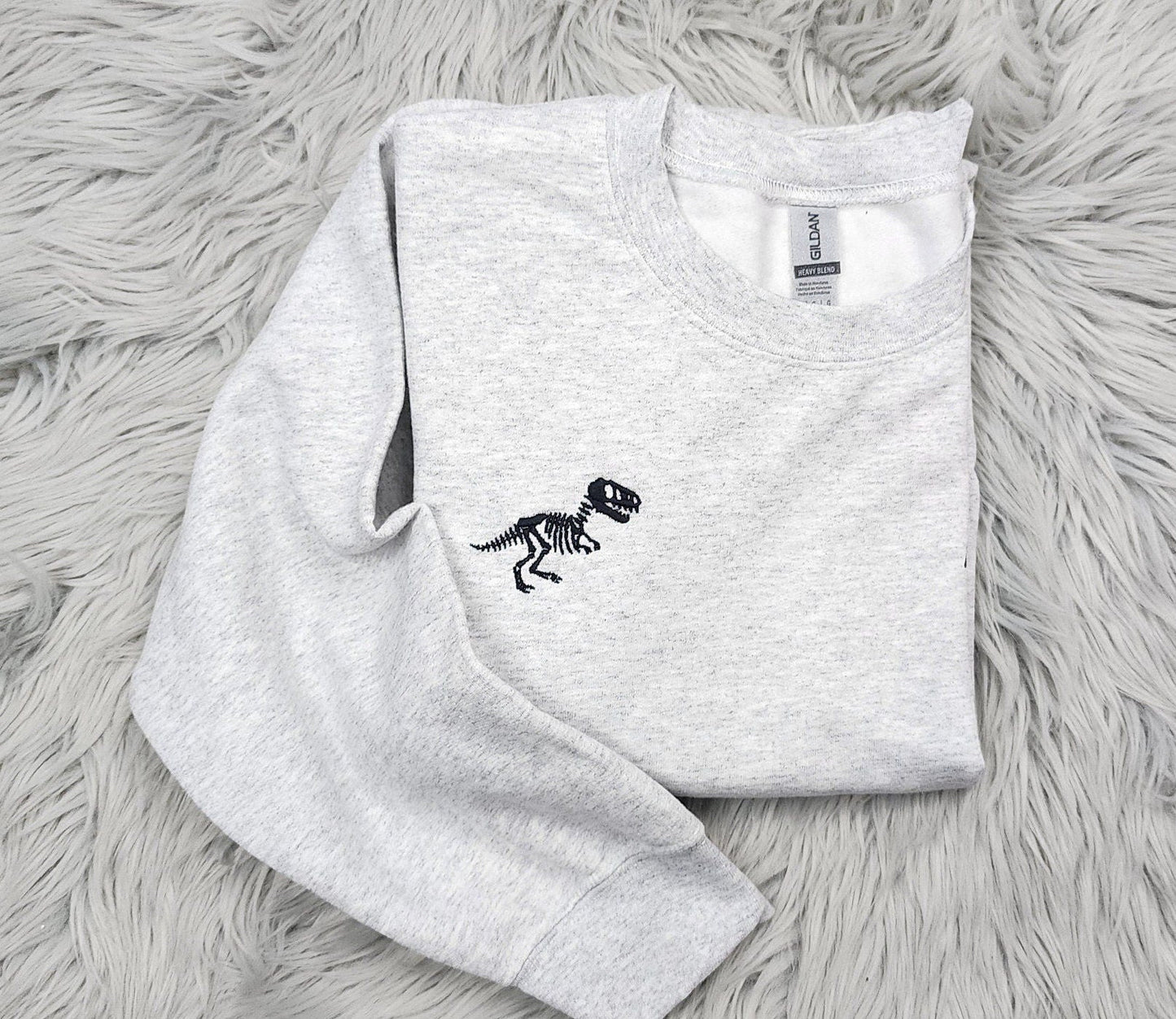 T-Rex Embroidered Crewneck - T-Rex Skeleton - Dinosaur Fossils Pocket Logo - T-Shirt - Sweatshirt - Hoodie