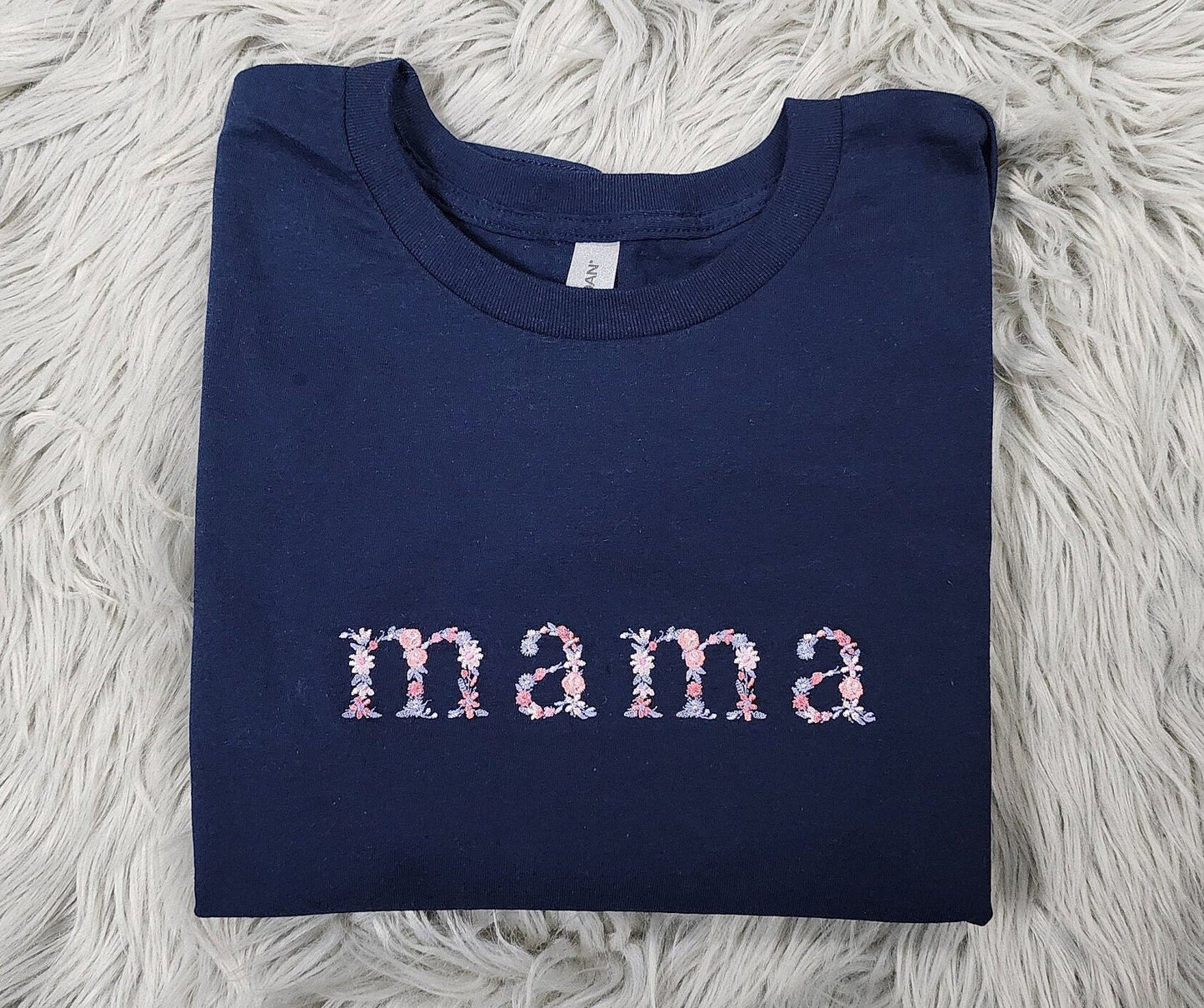 Embroidered Floral Mama Shirt - Spring Flower Embroidery - Cute Mama Unisex Crewneck - Crewneck Sweatshirt or Hoodie - Gift for Mom