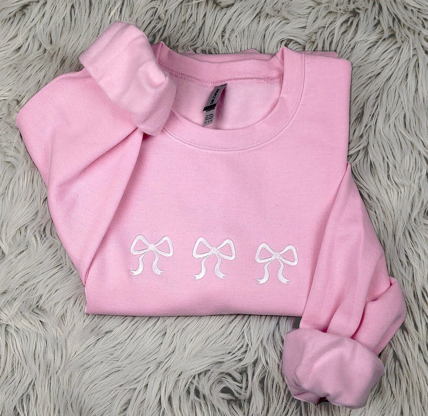 Three Delicate Bow Ribbons Embroidered Crewneck - Bow Embroidery - Cute Boss Unisex Crewneck - Gift for Her