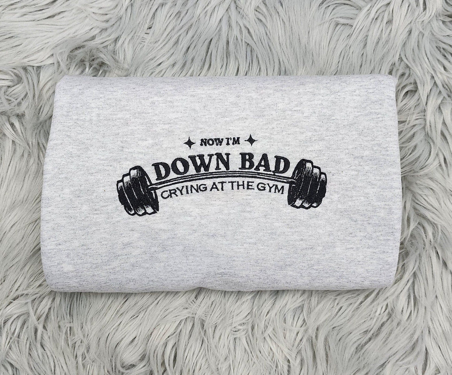 Down Bad Crying At the Gym Embroidered Crewneck - TTPD Crewneck - Embroidered Poetry Crewneck - Fast Shipping