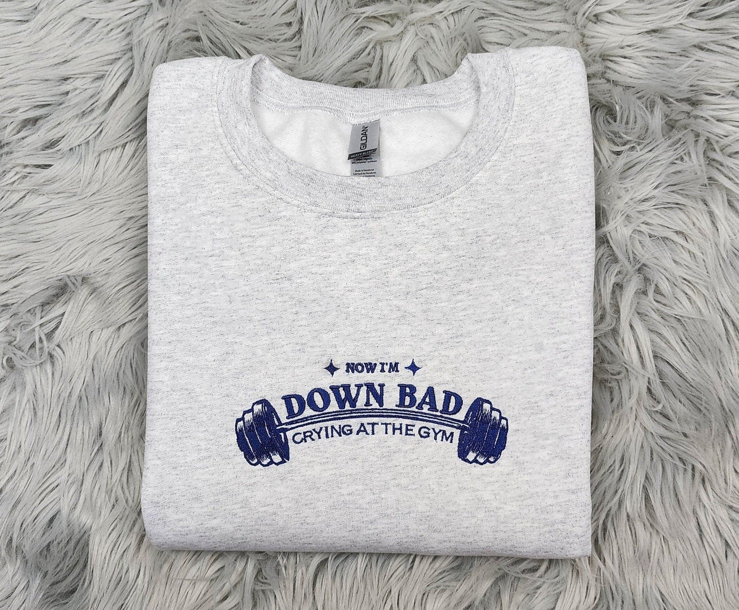 Down Bad Crying At the Gym Embroidered Crewneck - TTPD Crewneck - Embroidered Poetry Crewneck - Fast Shipping