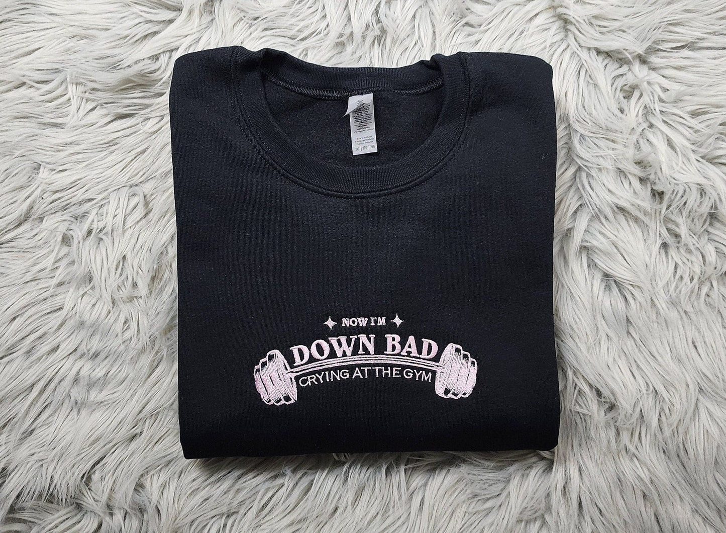 Down Bad Crying At the Gym Embroidered Crewneck - TTPD Crewneck - Embroidered Poetry Crewneck - Fast Shipping