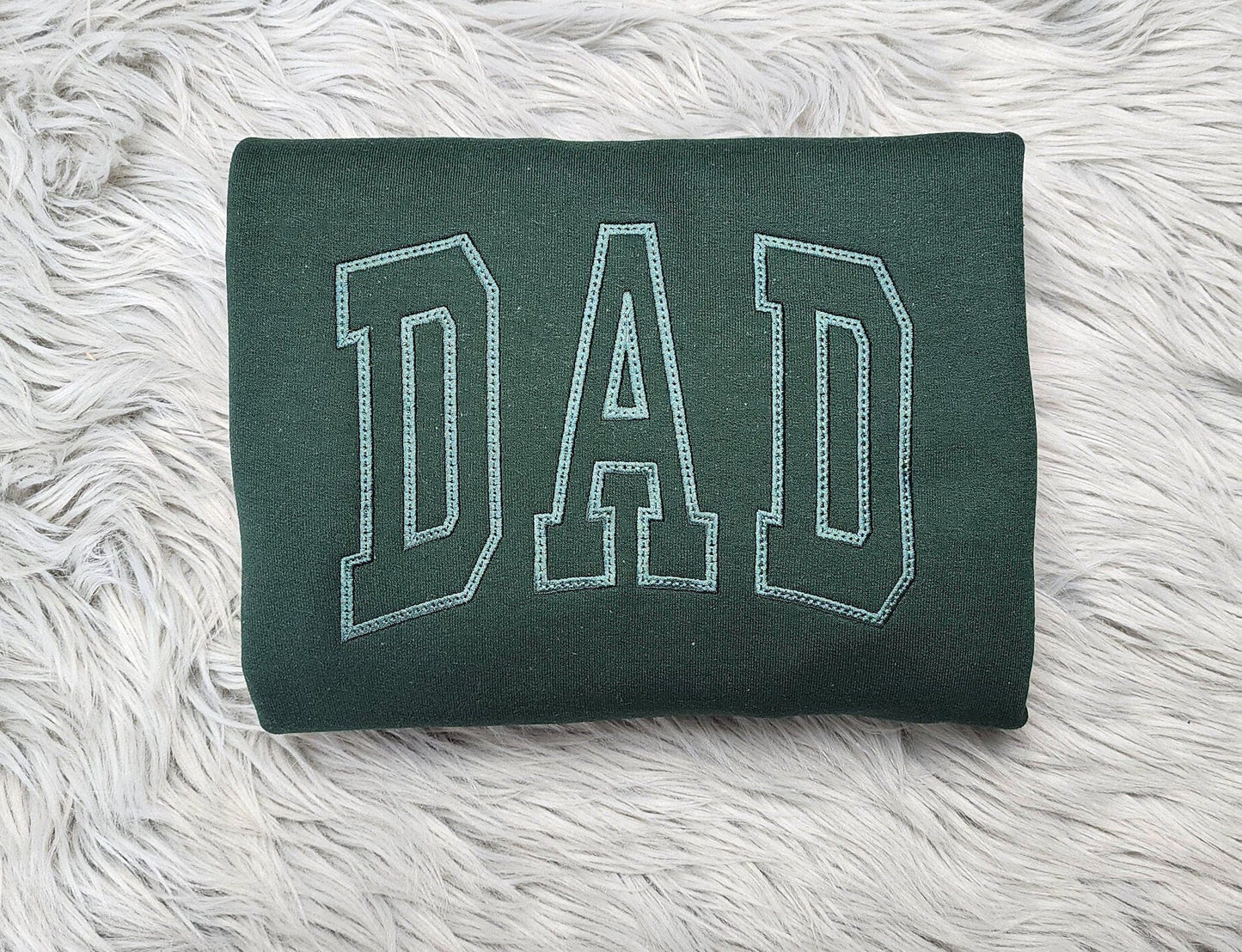 Dad Varsity Lettering Embroidered Crewneck - Gift For Dad - Best Dad Ever Unisex Crewneck or Hoodie - Add Custom Sleeve Embroidery