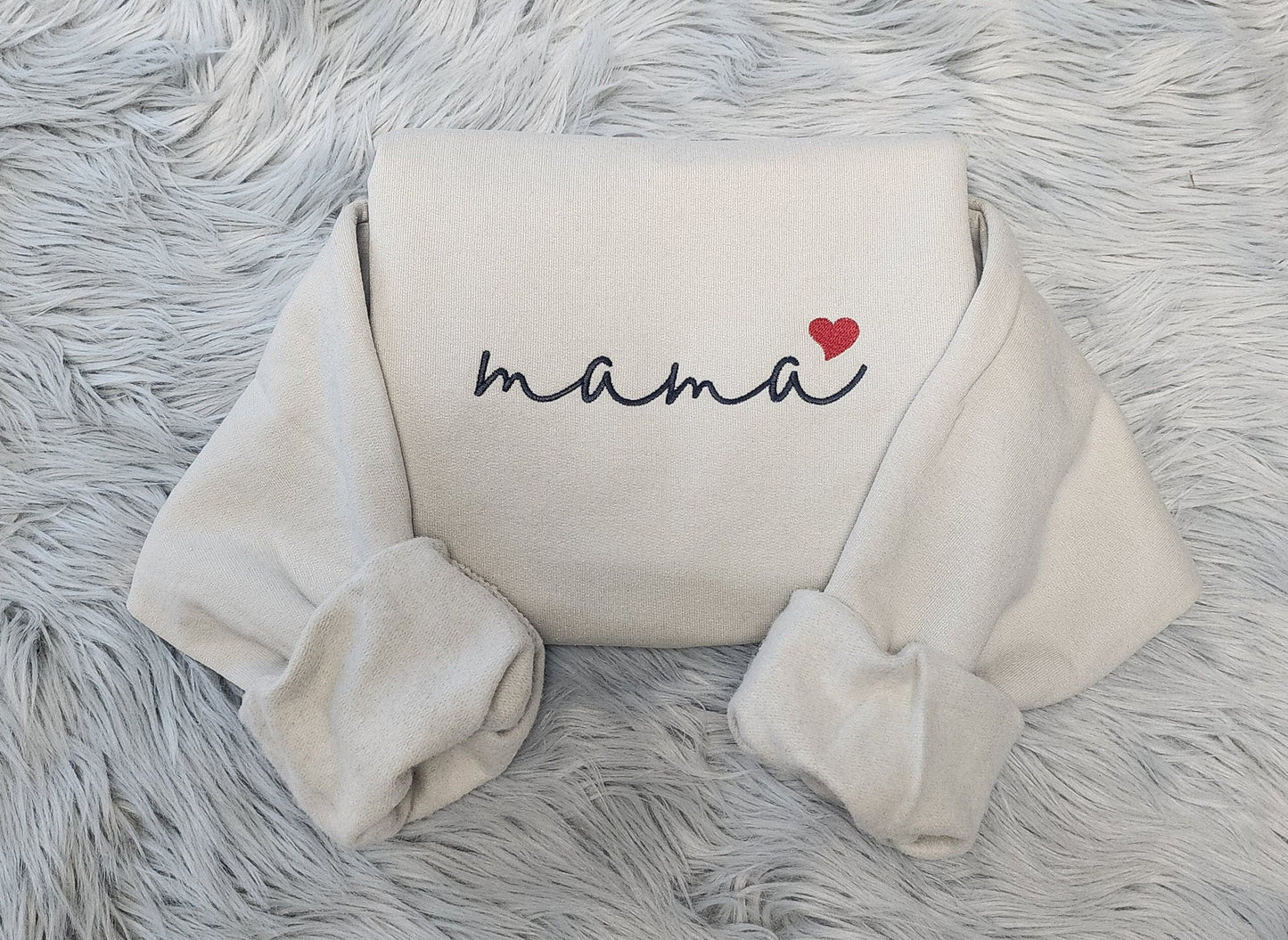 Embroidered Mama Sweatshirt With Heart - Mama Embroidered Sweatshirt or Hooded Sweatshirt