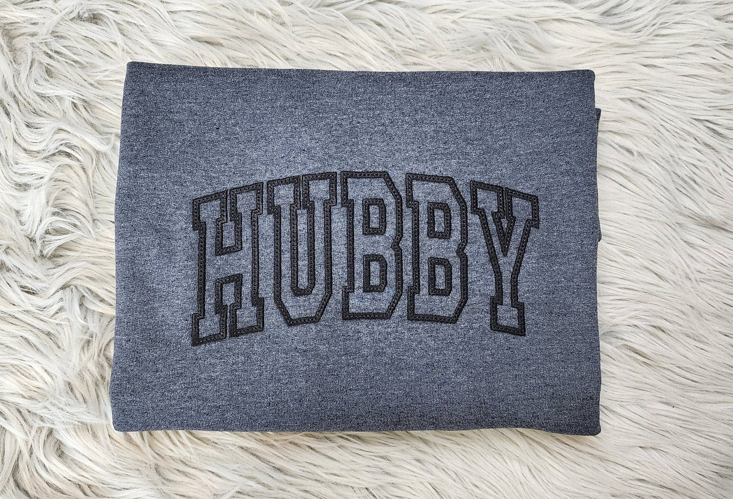Hubby Varsity Lettering Embroidered Crewneck - Hubby Sweatshirt -Couples sweatshirt - Gift For Him - Crewneck T-Shirt - Sweatshirt - Hoodie