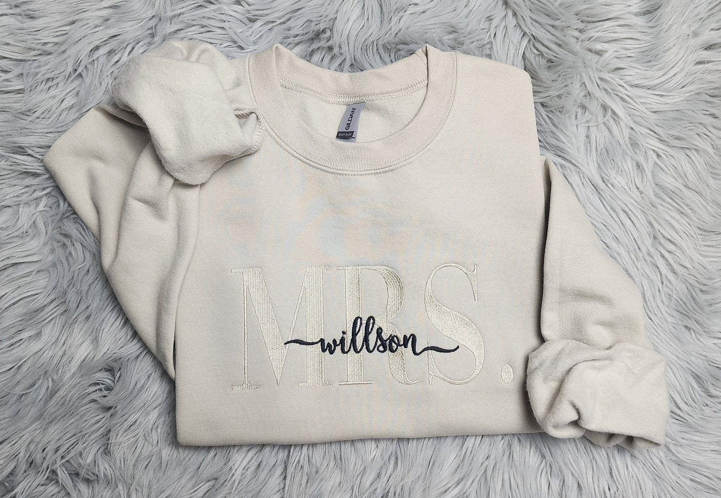 Embroidered Personalized Mrs Crewneck - Add Your Last Name - Gift For Her - Future Mrs - Personalized Wedding Gift
