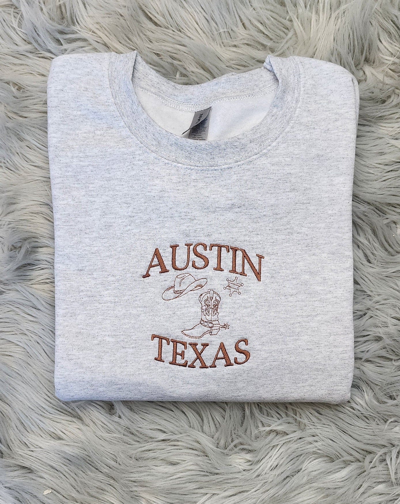 Embroidered Austin Texas Crewneck Sweatshirt or Hooded Sweatshirt - Texas Sweatshirt - Embroidered gift
