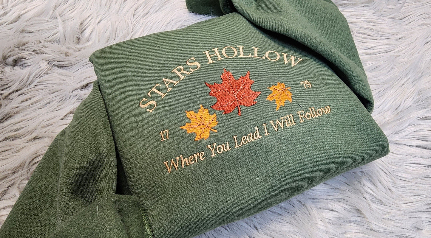 Embroidered Stars Hollow Crewneck - Where You Lead I will Follow Unisex T-shirt - Sweatshirt or Hooded Sweatshirt