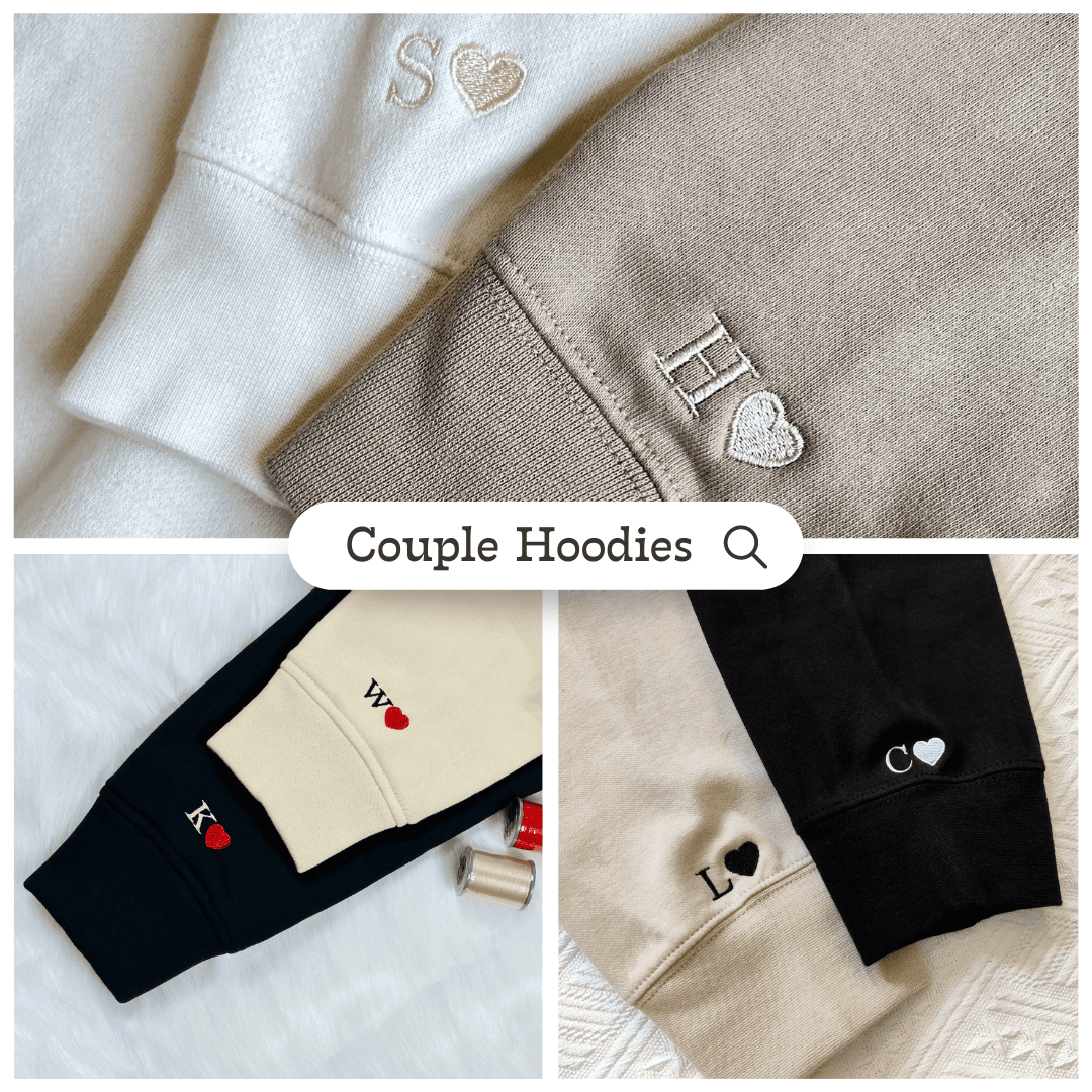 Custom Embroidered Boyfriend and Girlfriend Matching Hoodies for Couples