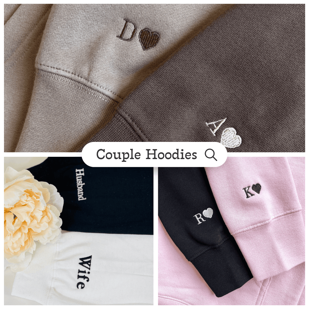 Custom Embroidered Boyfriend and Girlfriend Matching Hoodies for Couples