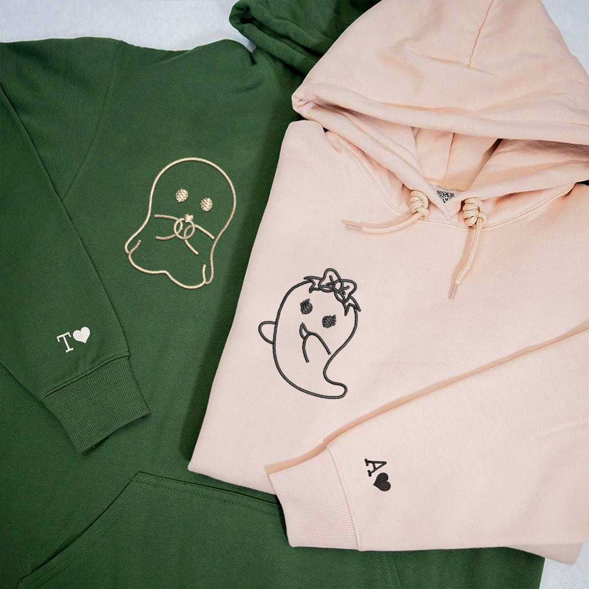 Custom Embroidered Romeo and Ghoutliet Matching Hoodies for Couples