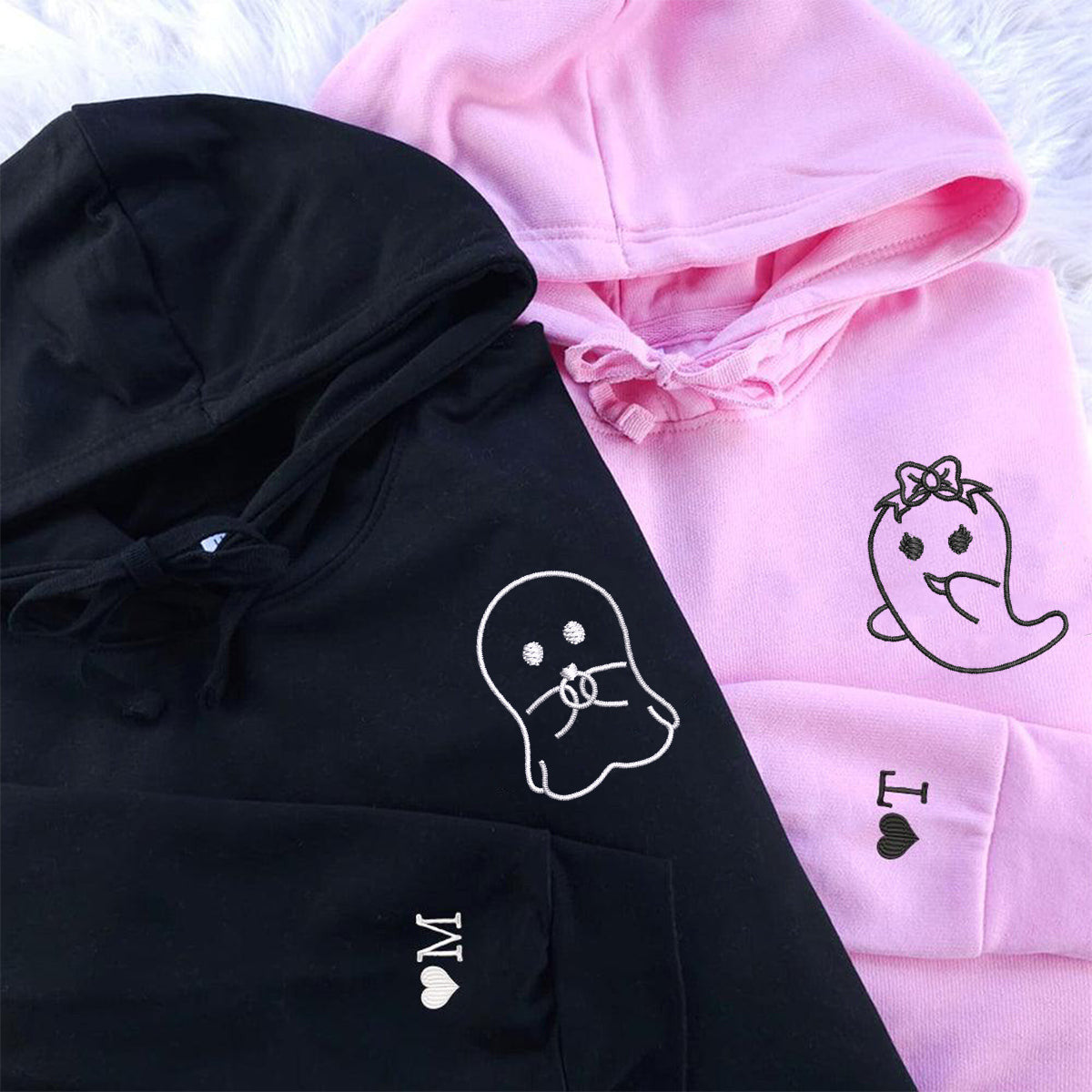 Custom Embroidered Romeo and Ghoutliet Matching Hoodies for Couples