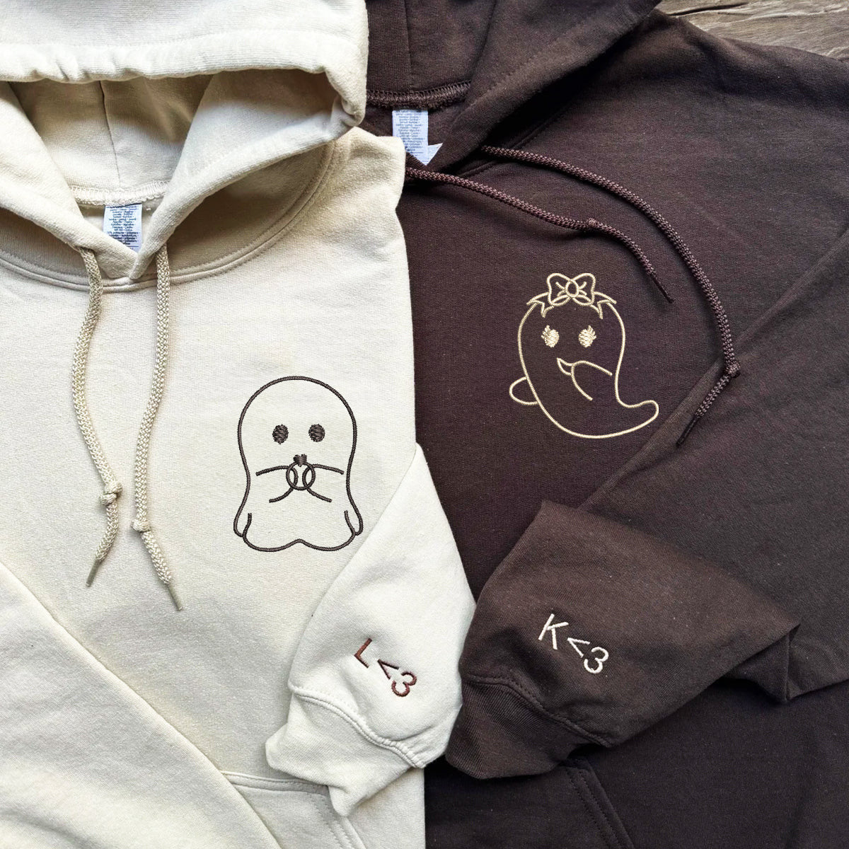 Custom Embroidered Romeo and Ghoutliet Matching Hoodies for Couples