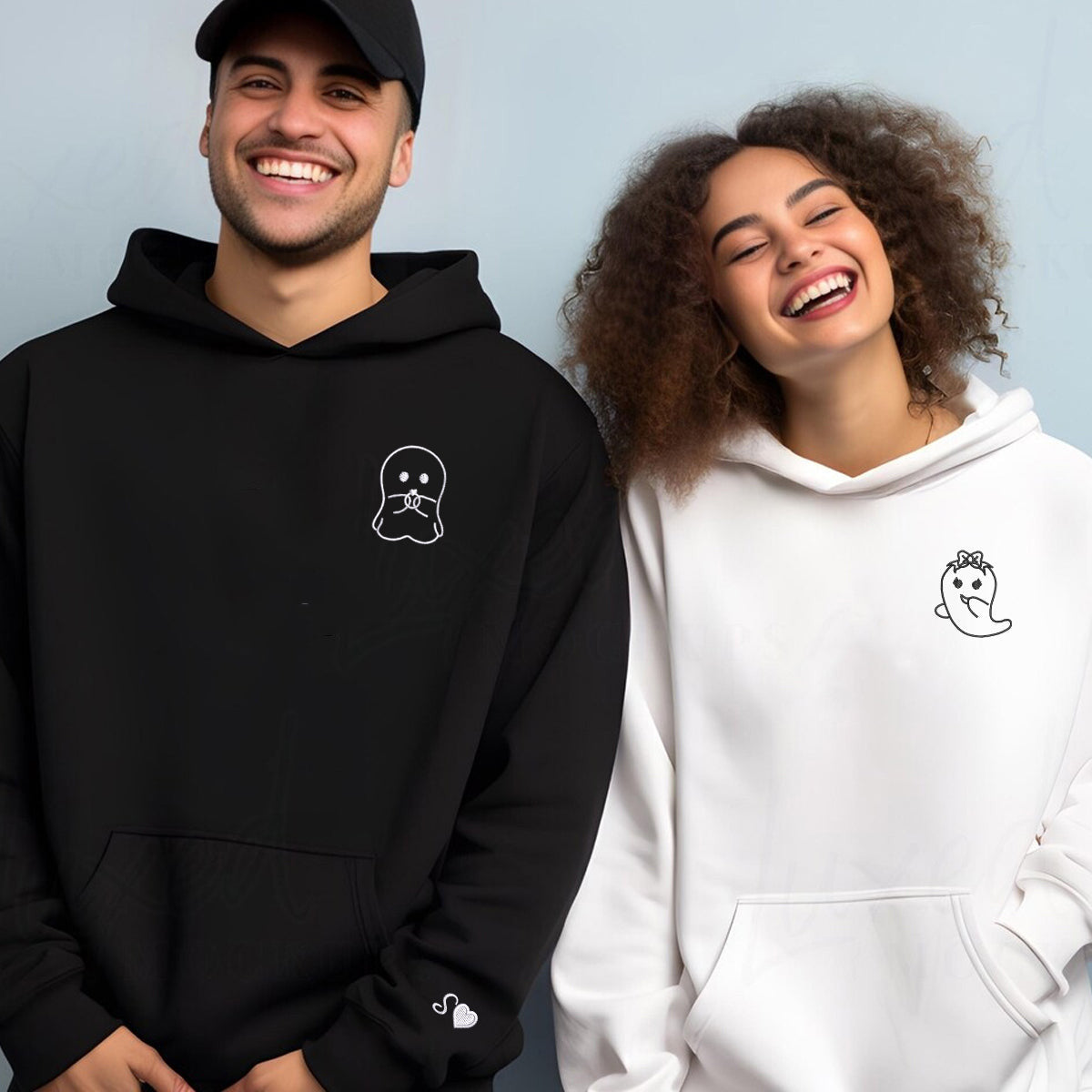 Custom Embroidered Romeo and Ghoutliet Matching Hoodies for Couples