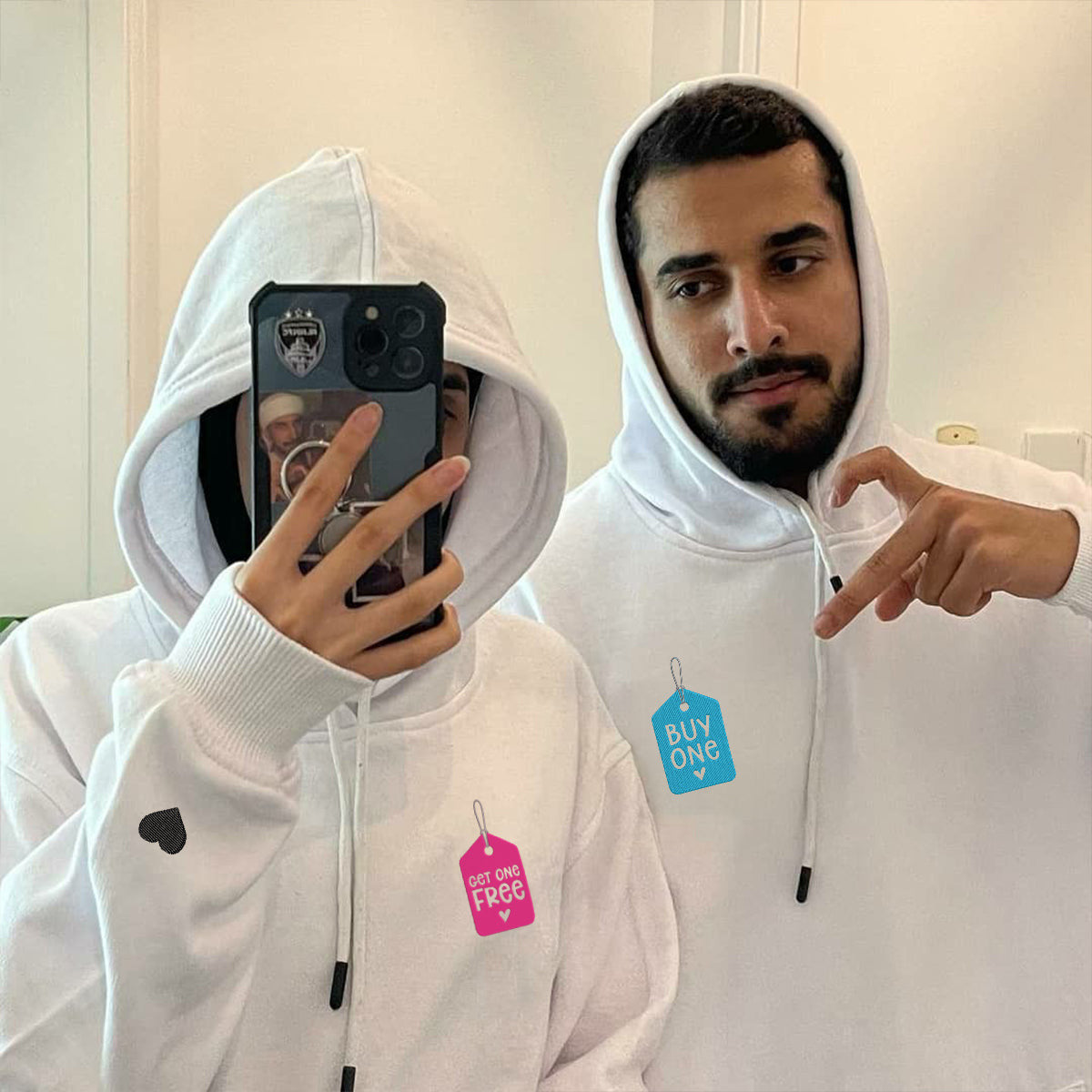 Custom Couple Matching Buy One Get One Free Embroidered Hoodie