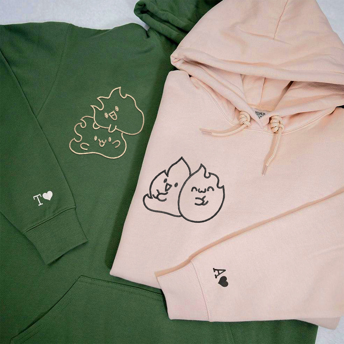 Custom Embroidered Twin Flame Matching Hoodies for Couples