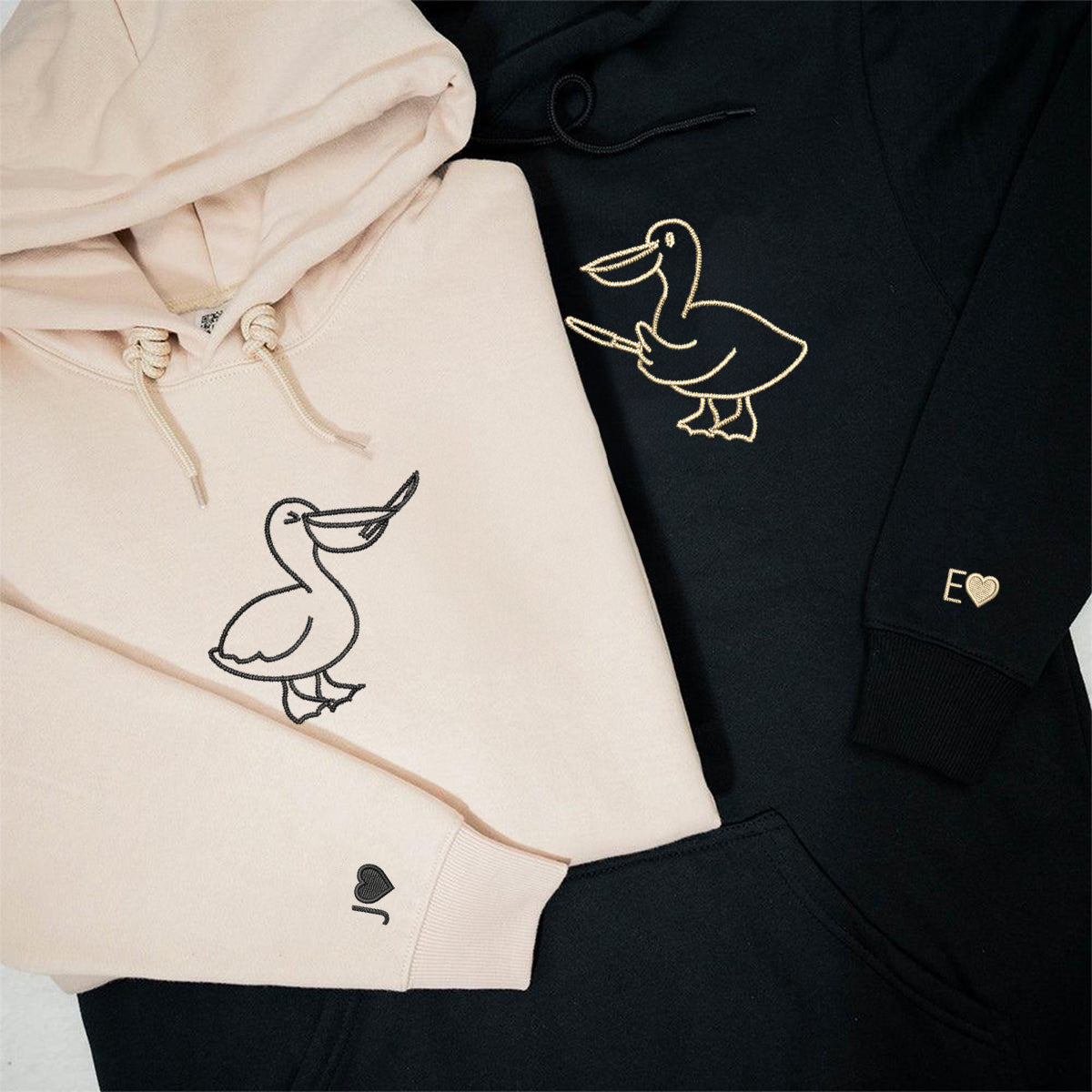 Custom Embroidered Pelican Knives Matching Hoodies for Couples