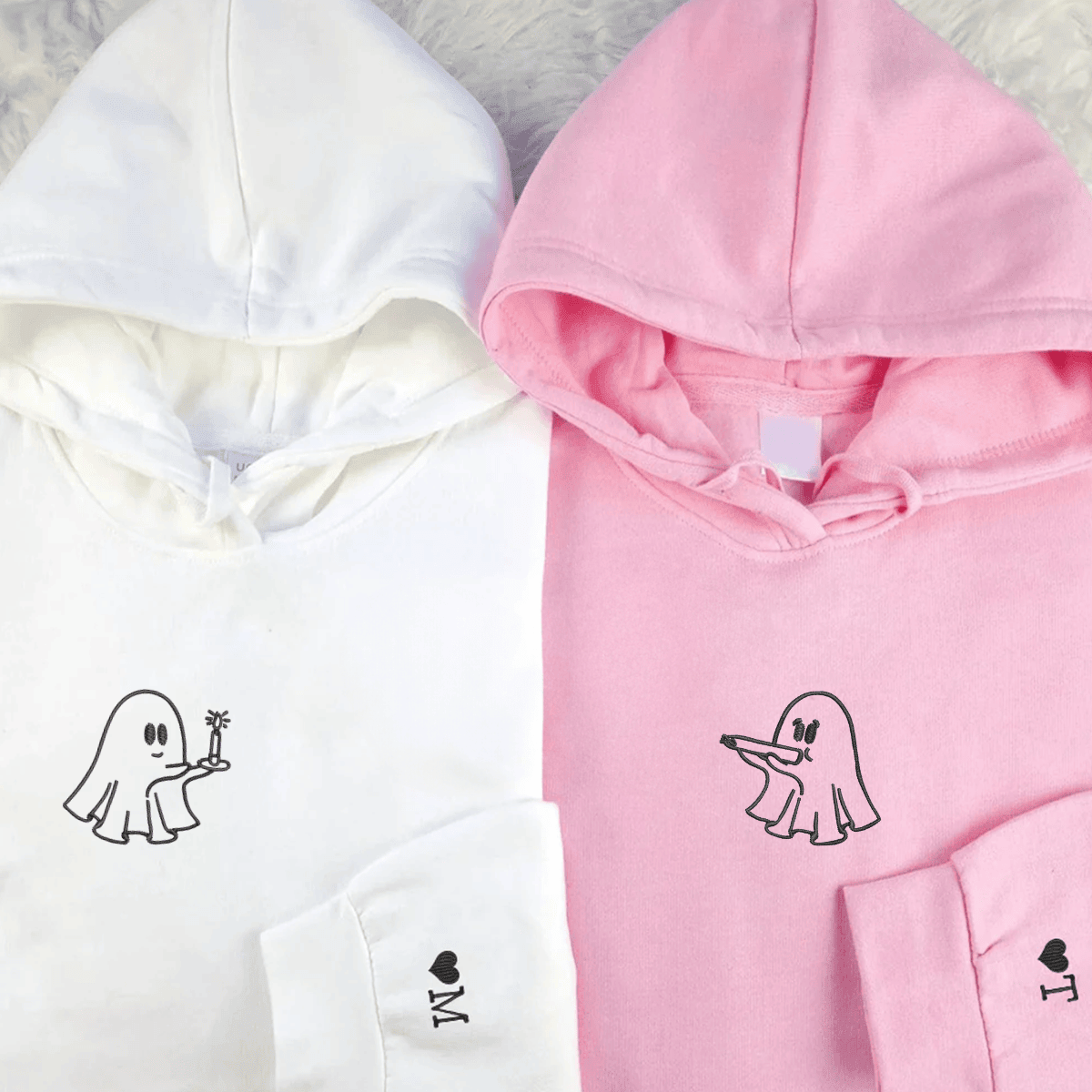 Custom Embroidered Need a Light Stoner Ghosts Matching Hoodies for Couples