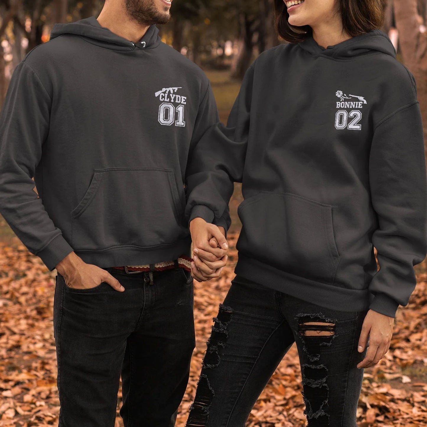Embroidered Bonnie and Clyde Varsity Hoodies or Sweatshirts