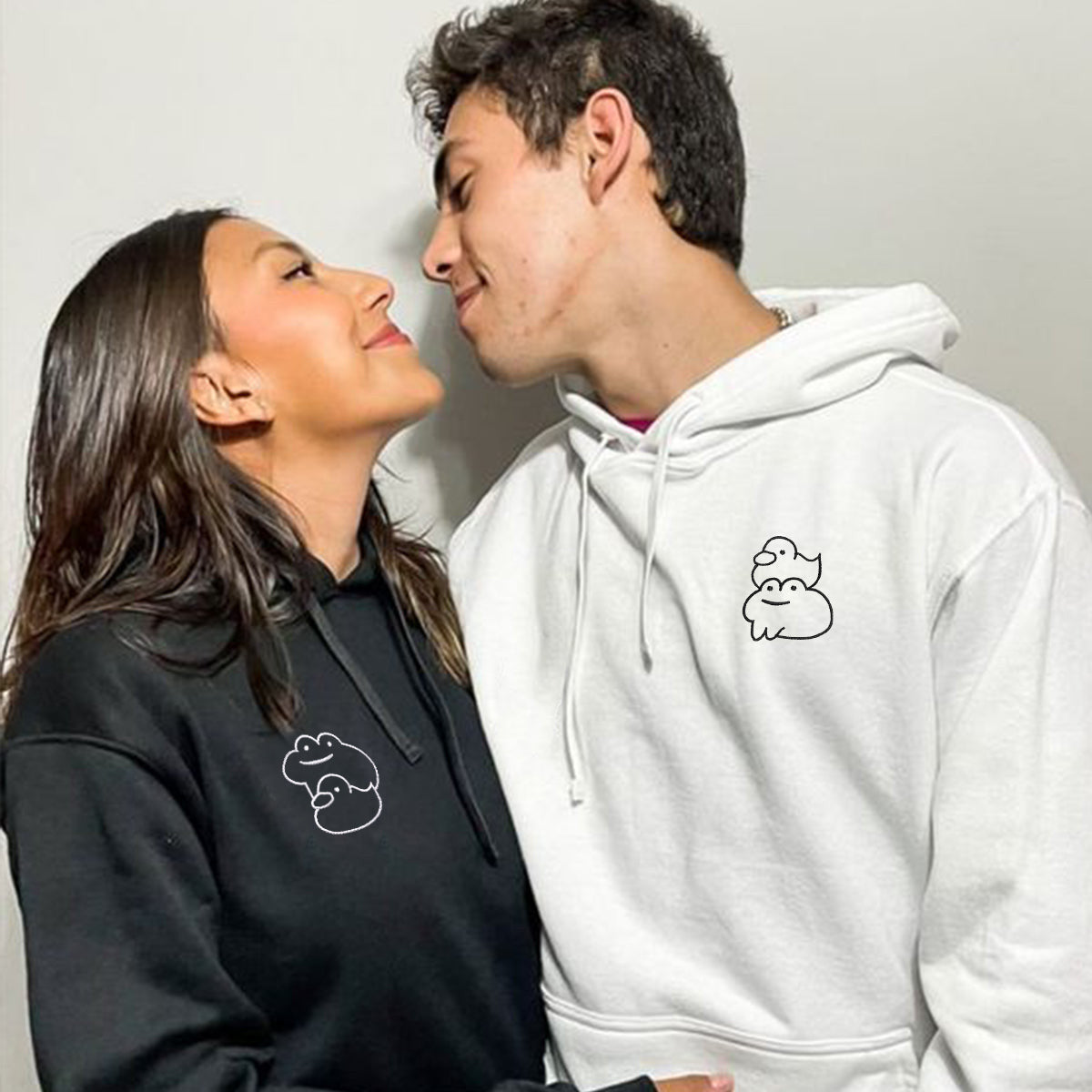 Custom Embroidered Froggy and Ducky Matching Hoodies for Couples