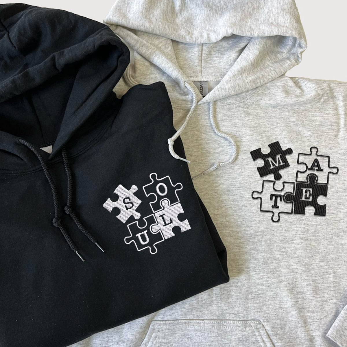 Soul Mate Couples' Hoodies, Custom Matching Embroidered Set