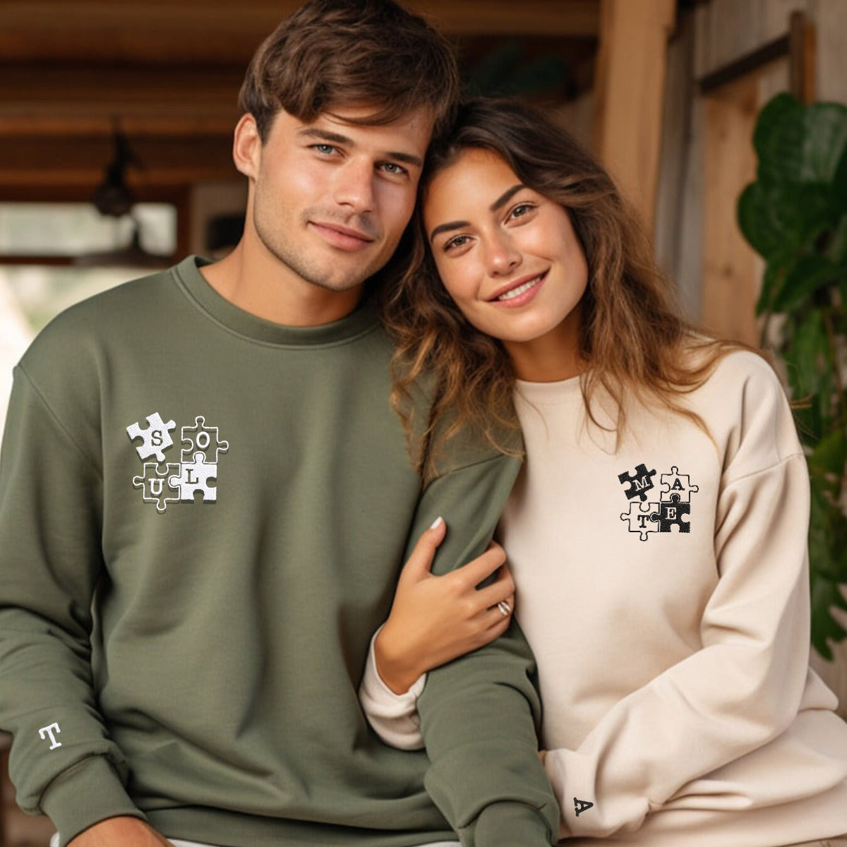 Soul Mate Couples' Hoodies, Custom Matching Embroidered Set