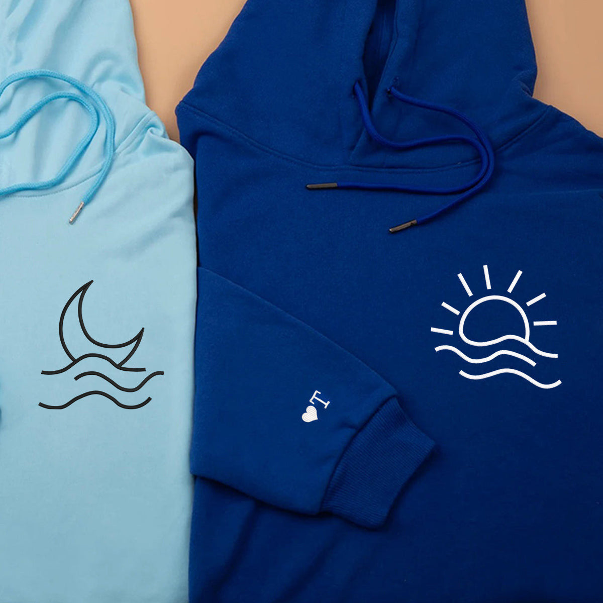 Personalized Moon and Sun Embroidered Hoodie Set