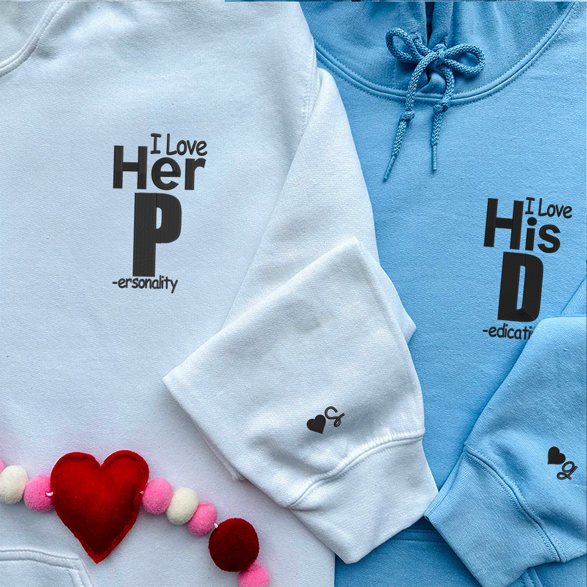 Custom I Love His Dedication Embroidered Matching Hoodie